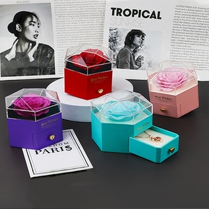 New Hot Bán Inflatable Giấy Lục Giác Kim Cương Rose Xà Phòng Hoa Vòng Bông Tai Vòng Cổ Hoa Hộp Đồ Trang Sức - Product Image 6