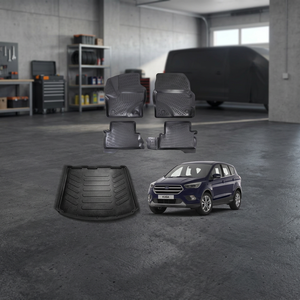 Vente d'usine – Tapis rectangulaire antidérapant 3D en PVC à motif pois pour Ford Kuga, avec support enduit de PVC + ensemble de tapis de coffre noir - Product Image 2