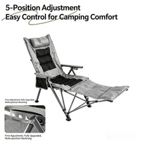 Chaise de camping et de plage pliable moderne en tissu Oxford, portable, confortable, avec dossier inclinable à cinq positions et rembourrée
