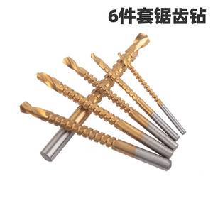 Brocas de perforación rápida para madera y acero, vástago redondo, sin recubrimiento brillante, juego de 6 piezas - Product Image 3
