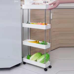 La Esquina de cocina estrecha de plástico de cuatro capas ahorra espacio estante de plástico desmontable con ruedas - Product Image 1