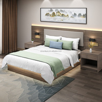 Juego de Muebles Minimalistas Modernos para Dormitorio de Hotel/Apartamento, Cama de Panel de Madera Sólida, Precio al por Mayor, Ecológico, en Oferta