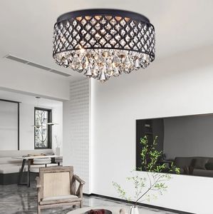 New Style American Style Fixture Lamp Black Led Round Luxury Crystal Raindrop Ceiling <b>Light</b> <b>for</b> Living <b>Room</b> - Product Image 2