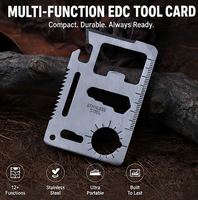 Carte multi-outils EDC en acier inoxydable, outil de survie 12-en-1 avec règle, ouvre-bouteille et tournevis pour le camping en plein air