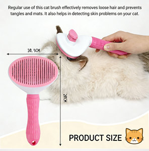 Brosse démêlante massante à aiguilles en acier inoxydable autonettoyante pour toilettage des animaux, brosse lissante à élimination des poils en un clic pour chiens et chats - Product Image 6