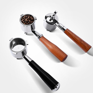 Porte-filtre en acier inoxydable avec poignée en bois pour machine à expresso, panier filtrant de 58mm, couleur unie, style simple - Product Image 1