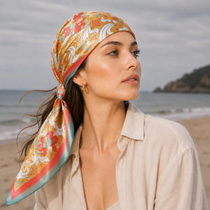 American European Reversible Women Silk <b>Square</b> <b>Scarf</b> Fashion Digital Print Adult Breathable Pattern All Seasons Daily Wear - Product Image 2