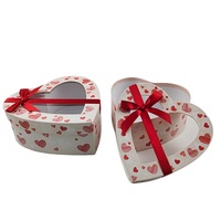 Boîte cadeau en papier d'art écologique, recyclable, portable, en gros, personnalisée, en forme de cœur, avec couvercle à fenêtre, sac de shopping, Saint-Valentin
