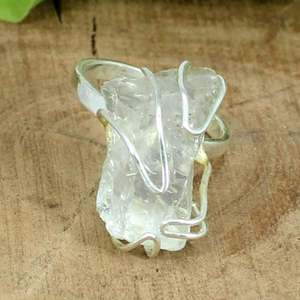 Satyloka <b>Quartz</b> Jewelry Wholesale 92.5 Sterling Silver Natural Untreated Crystal <b>Quartz</b> Rough Gemstone <b>Ring</b> Colorless <b>Ring</b> - Product Image 6