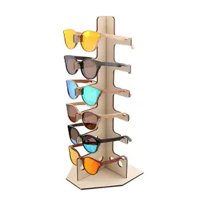 Présentoir pour lunettes de soleil en bambou et bois, fait à la main, personnalisé, 6 couches, 1 pièce
