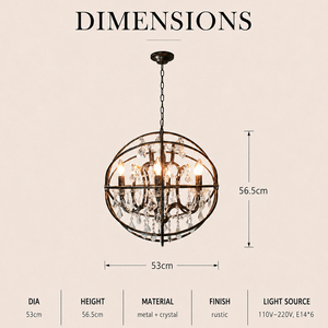 Simple Modern Orb <b>Crystal</b> Pendant Lamp Multi Finish Metal Frame <b>Chandelier</b> For Home Ambient <b>Lighting</b> - Product Image 3