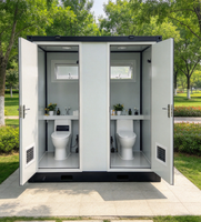 Unité de toilettes conteneurisée portable à double cabine avec lavabo, toilettes mobiles pour parc extérieur