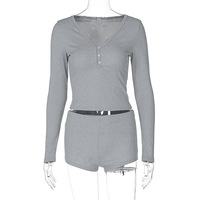 Femmes Sexy coupe basse serré haut à manches longues Style sportif Super Shorts LOGO personnalisé décontracté 2 pièces ensemble vêtements de détente femmes ensembles
