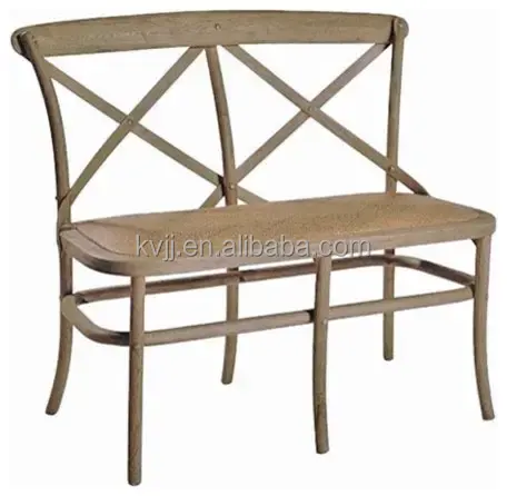 KVJ-8251 legno Cross back X Chair sala da pranzo panca per sedia a due posti doppia naturale