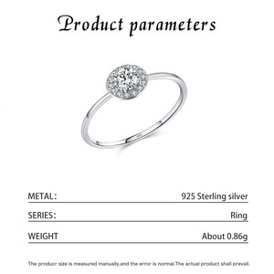 Anillo de Plata S925 Estilo Coreano con una Sola Piedra, Anillo de Halo de Diamantes Redondos de Lujo, Anillo Delicado para el Dedo Índice para Uso Diario - Product Image 2