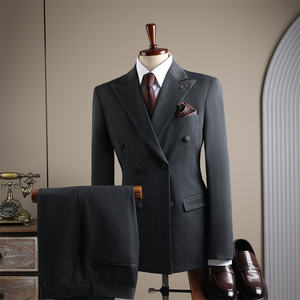 Completo da <span class=keywords><strong>Uomo</strong></span> Stile Coreano Casual per Matrimonio, Doppiopetto, Abbigliamento per Sposo e Testimoni, Design Stampato con Fronte Piatto in Lana Pettinata - Product Image 3