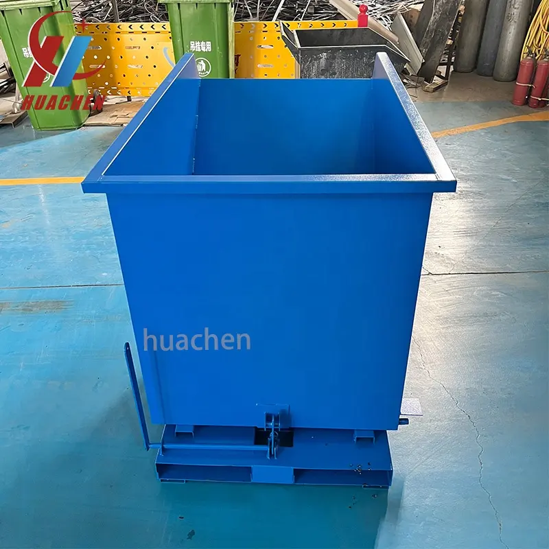 Huachen sıcak satış çöp kutusu Tilt kova Forklift Forklift kendini damping hazne devrilme kutuları