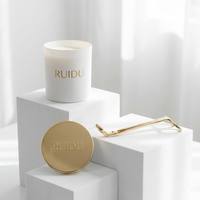 Lot de pots à bougies en verre givré blanc mat de luxe avec logo personnalisé, 180 ml, 240 ml, 300 ml, 8 oz, 10 oz, 15 oz, coffret cadeau