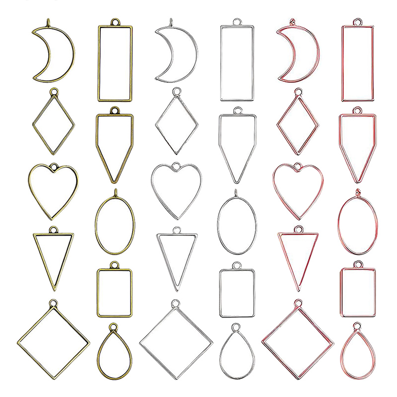 DM747 Geometric Hollow Open Frame Assorted Pendant Key Chain Accessories Jewelry Component Resin Earring Making Supplies for DIY