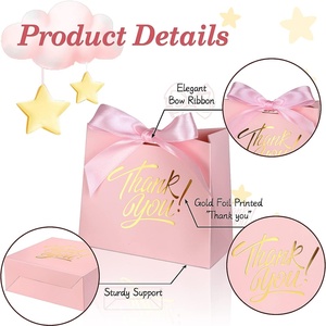 Customize Logo Fancy Gold Foil Printing Gift Packaging Paper <b>Bag</b> With Elegant Bow Ribbon - Product Image 3