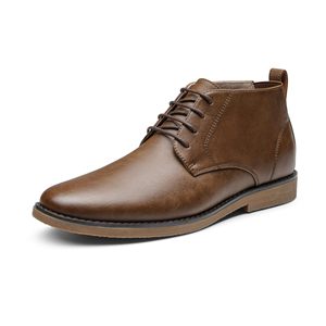 Botas Chukka Marrones para Hombre, de Cuero Genuino, con Cordones, Botas de Desierto hasta el Tobillo, Punta Redonda, Antideslizantes, para Toda Temporada, Casuales de Negocios - Product Image 1