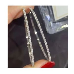 Pendientes de Aro Grandes Xinfly de 45 mm y 0.80 CT en Oro Blanco de 18K con Diamantes Genuinos de Corte Brillante, Regalo para Mujer para Bodas - Product Image 1