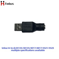 Adaptateur USB-A mâle vers DC femelle 35135/3814 4.0*1.7 5.5*2.1 2.5 en PVC – Connecteur d'alimentation USB vers courant continu DC
