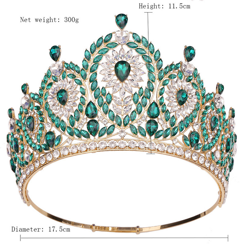 HZ113 Diadème Couronne Or Vert
