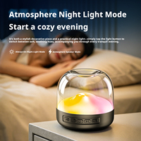 Haut-parleur Bluetooth en verre transparent avec lumière ambiante RGB, lecture multi-formats, mini audio sans fil pour la décoration de bureau et de chambre