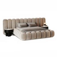 Ensemble de lit en tissu style crème populaire, mobilier de chambre à coucher, lit king-size design moderne avec rangement, lit nuage rembourré à vendre