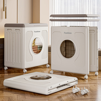 Caja de Almacenamiento de Plástico Transparente para Ropa y Ropa de Cama, Plegable con Ruedas Universales, Capacidad de 150L, Ecológica y Duradera