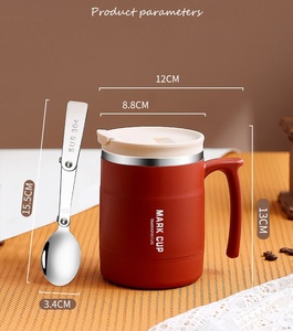 Taza de Acero Inoxidable 304, Taza de Café de Alta Gama, Taza de Desayuno, Taza de <span class=keywords><strong>Agua</strong></span> para el Hogar y la Oficina con Cuchara - Product Image 3