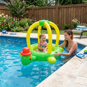 Piscine gonflable pour bébé, modèle populaire, petite tortue avec chapeau pare-soleil rouge, bateau de piscine spécialement conçu pour les nourrissons - Product Image 6