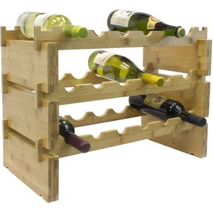 Estante para Botellas de Vino de Bambú Apilable para 6 Botellas, Diseño Rectangular Minimalista, Almacenamiento para Bar en Casa - Product Image 1