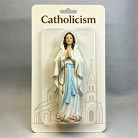 Petites statues catholiques en résine à faible MOQ, ornements de bureau, 3 pouces (8 cm), emballage PVC
