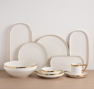 Juego de Vajilla de Cerámica Blanca con Borde Dorado, Plato Ovalado y Rectangular, Tazón, Taza, Vajilla de Lujo para Hotel, Restaurante, Recuerdo de Boda, Venta al por Mayor - Product Image 2