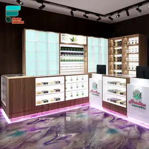 Luxury Cigar Shop Display Shelving Glass Showcase Cabinet Smoke Shop Display Stand Counter For Retail Tobacco Shop