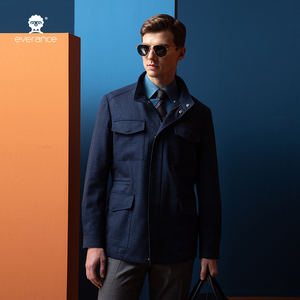 Giacca Safari da <span class=keywords><strong>Uomo</strong></span> <span class=keywords><strong>Blu</strong></span> <span class=keywords><strong>Navy</strong></span> con Colletto Rialzato, Multi-Tasche, Premium, Casual, per Viaggi d'Affari e Attività all'Aperto - Product Image 5