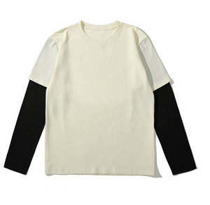 Haute qualité surdimensionné haut personnalisé blanc Double couche manches t-shirt unisexe Double couche à manches longues t-shirt pour hommes - Product Image 3