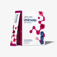 Poudre de complément alimentaire pour adultes OEM Unimate saveur framboise et grenade, 30 sachets, favorise la santé digestive et la perte de poids
