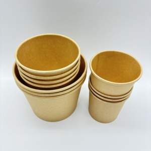 18oz 26oz 36oz 38oz 46oz Degradable Kraft Paper Takeaway Food Container for Salads Porridge <b>Disposable</b> Round <b>Bowl</b> - Product Image 4