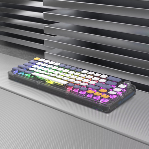 New USB-C LED Portable Transparent Gasket Hot Swappable Mechanical Gaming <b>Keyboard</b> RGB Backlit Compact 68 Clear Keycaps - Product Image 5