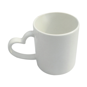 Unique Best Quality Sublimation Custom Logo Print 11Oz Simple White Coffee Cups Ceramic Mug With <b>Heart</b> <b>Shape</b> Handle - Product Image 5