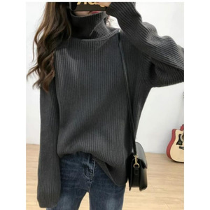 Nuevo suéter de <span class=keywords><strong>cuello</strong></span> <span class=keywords><strong>alto</strong></span> de otoño e invierno para <span class=keywords><strong>mujer</strong></span>, estilo grueso y Perezoso - Product Image 4