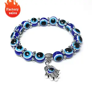 8mm Turkish Evil Eye Kristall Anhänger verstellbares Armband Elastisches Seil Evil Eye Perlen Armband Perlen für Armband machen Evil Eye