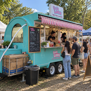 Chariot alimentaire mobile rond personnalisé à pousser à la main avec congélateur de présentation pour la vente de pizzas, de pop-corn et de glaces - Product Image 1