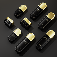 Botol Kosmetik Kaca Desain Baru Unik Kosong 30g 50g 40ml 100ml 120ml 1oz 4oz Set Botol Kemasan Perawatan Kulit Mewah Hitam