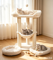 Grand Arbre à Chat Classique Écologique pour Intérieur, Jouets pour Chat en Carton, Griffoir Durable, Lit-Plateforme Doux en Carton