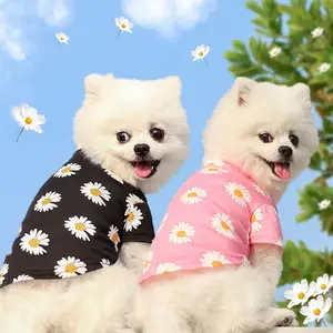 Ropa personalizada para mascotas, camiseta barata de verano para perro, ropa para mascotas con estampado de margaritas, camisa de color para perro
