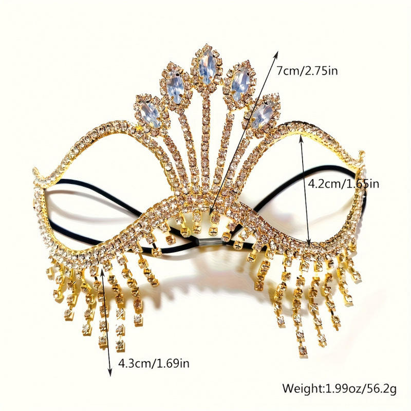 2026 New Elegant Rhinestone Women's Half Face Mask Elastic